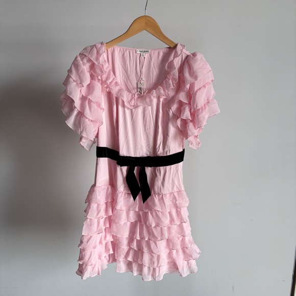 NWT Pink For Love And Lemons “Daneli” Mini Ruffle Dress Sz Small - Picture 4 of 11